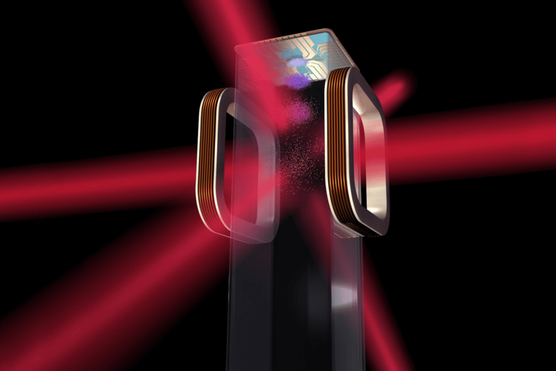 An illustration of the Cold Atom Laboratory's lasers chilling a gas to temperatures close to absolute zero. Photo: NASA/JPL-Caltech