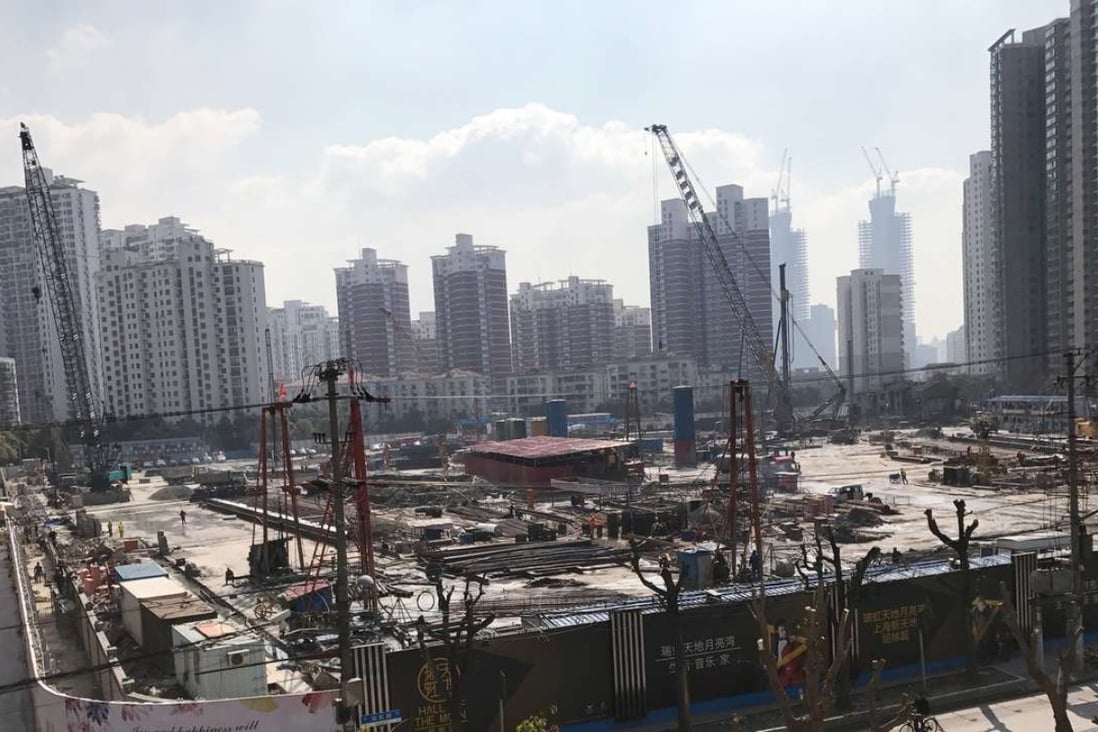 Lot 3 commercial site at Shui On’s Ruihong Xincheng mixed-use project in Shanghai. Shui On is looking to sell half of its stake to a co-developer, part of chairman Vincent Lo’s “asset-light” strategy to pare debt. Photo: Peggy Sito