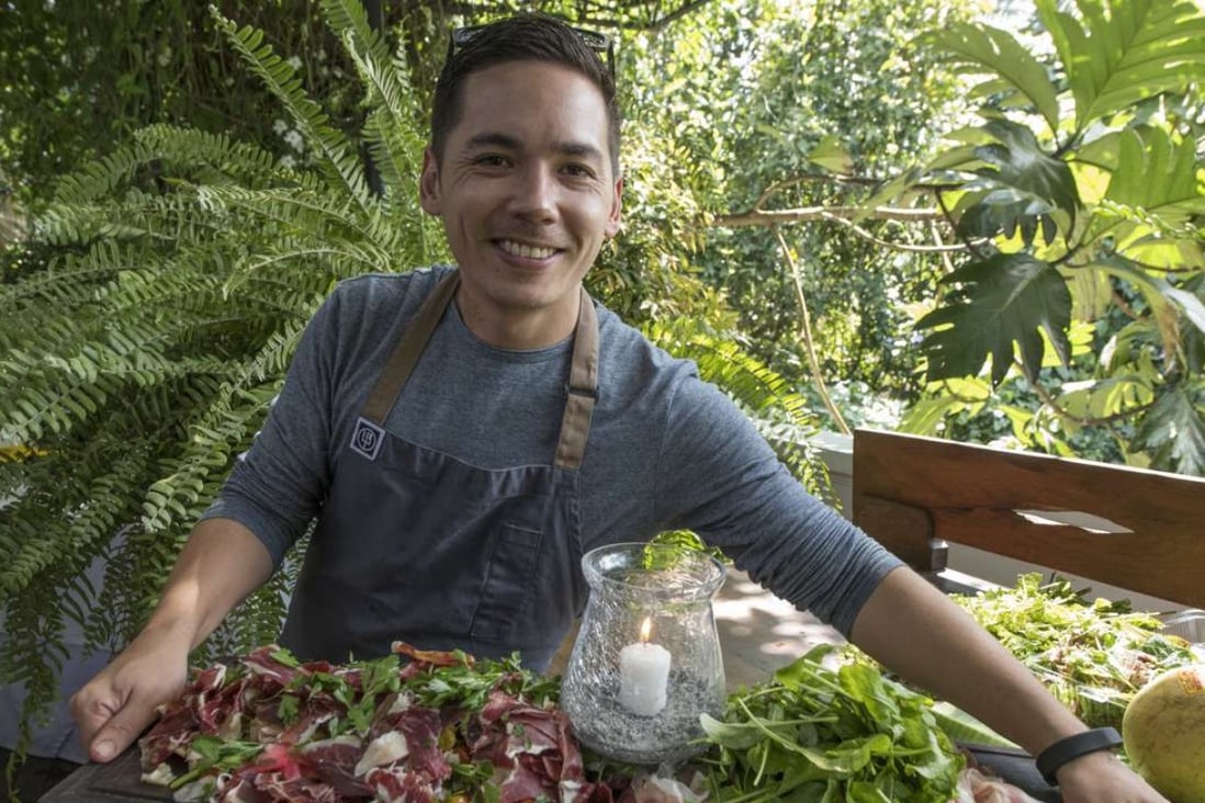 Josh Boutwood of The Test Kitchen with a salad of cured lamb at Antonio’s in Tagaytay. Photo: George Tapan