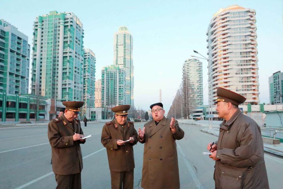 North Korean leader Kim Jong-un visits construction sites in Pyongyang. Photo: AFP