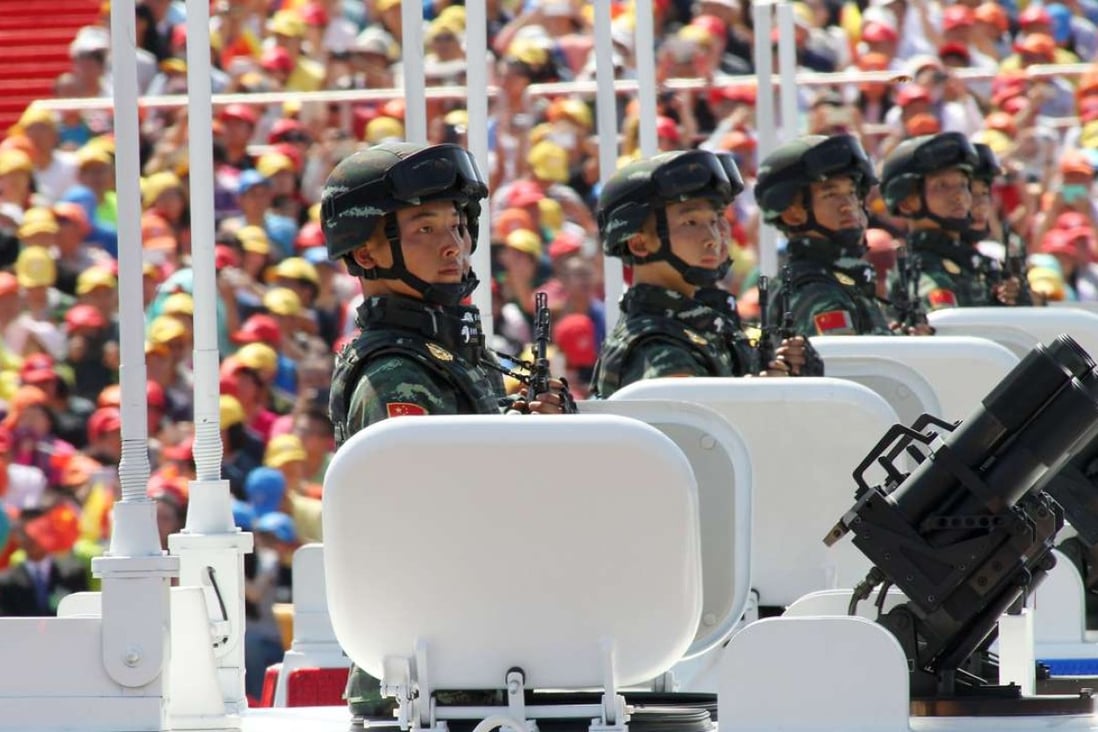 PLA troops pictured taking part in a military parade in the centre of Beijing two years ago. Photo: Simon Song