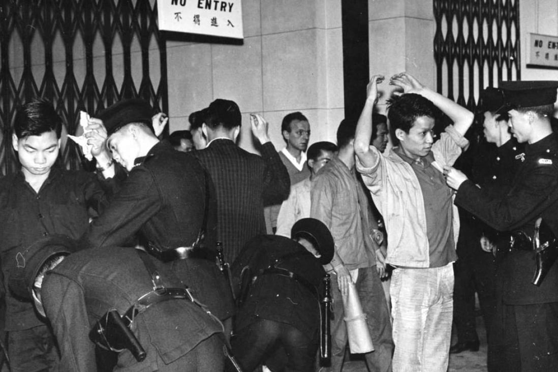 Police question demonstrators protesting against the Star Ferry fare increase in 1966. Photo: SCMP