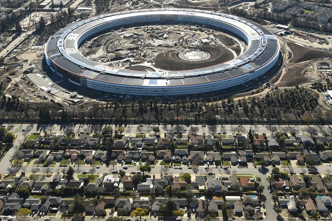 Aerial view of the Apple Campus 2 under construction in Cupertino, California in January this year. Chinese tech companies are competing against those in Silicon Valley for AI talent. Photo: Reuters