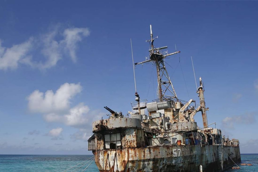The BRP Sierra Madre, a marooned transport ship which Philippine Marines live on as a military outpost, is pictured in the disputed Second Thomas Shoal, part of the Spratly Islands in the South China Sea. File Photo: Reuters