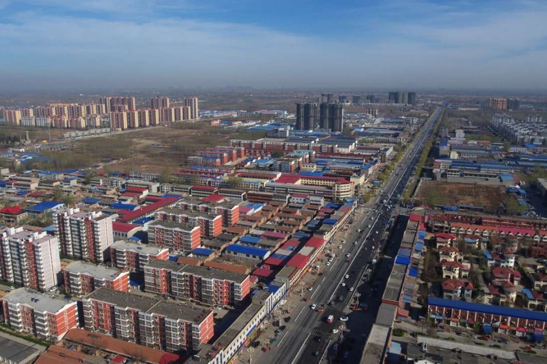 An Aerial photo of Xiong county in Hebei province, where the new zone will be located. Photo: Xinhua