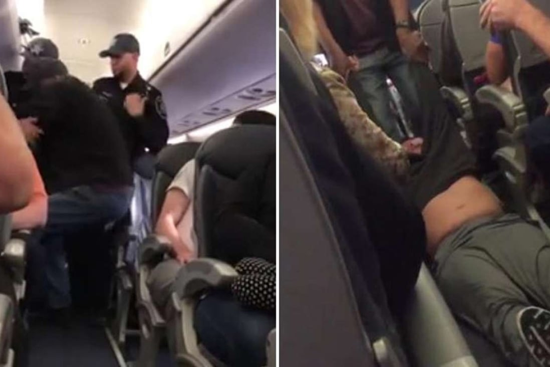 A passenger is dragged off a United Airlines flight from Chicago after the airline overbooked the flight and randomly chose home to leave. Photo: Facebook / Audra Bridges