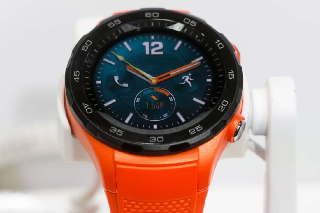 A Huawei Watch 2 on display during its launch ahead of the Mobile World Congress (MWC) in Barcelona in February. Photo: Bloomberg