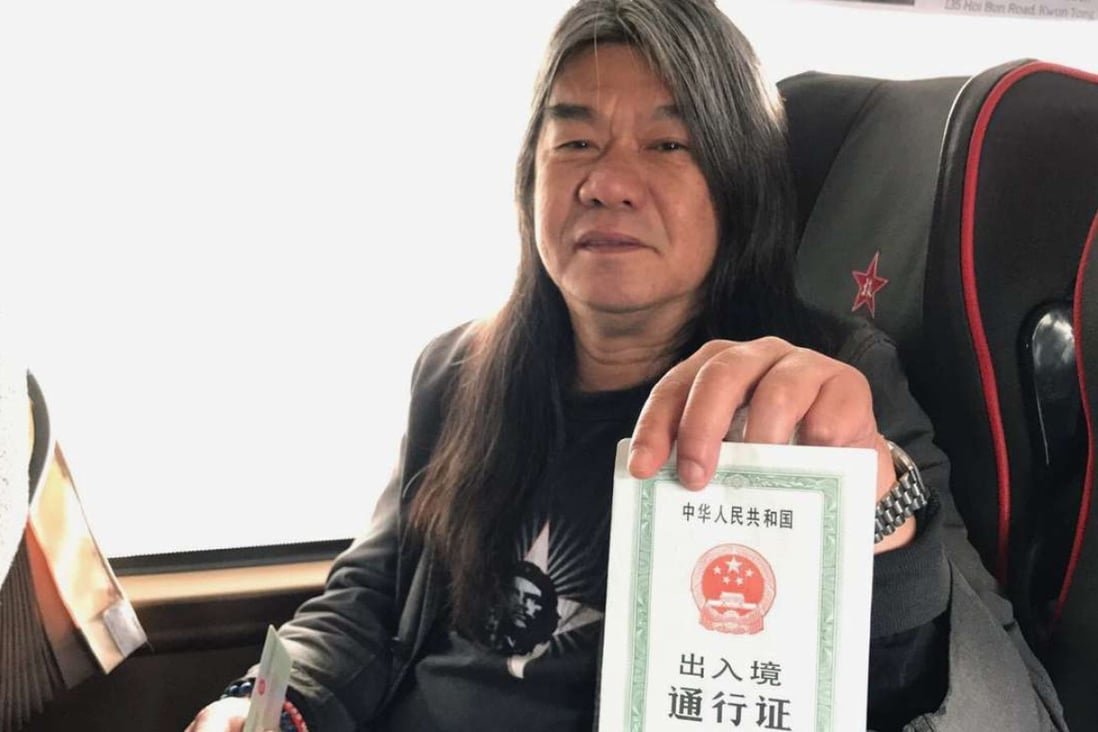 ‘Long Hair’ Leung Kwok-hung with his one-off home-return permit. Photo supplied by lawmaker Shiu Ka-chun.