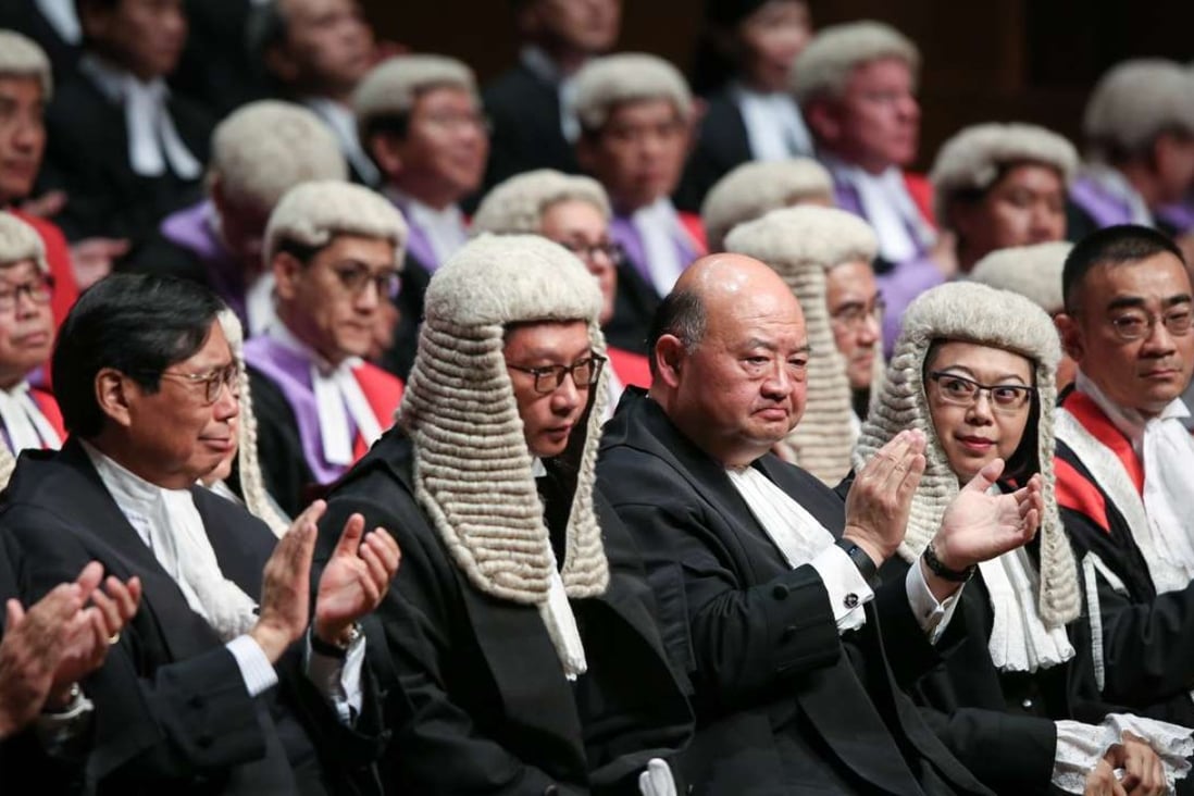 Rimsky Yuen Kwok-keung, Secretary for Justice; Geoffrey Ma Tao-li, the Chief Justice of the Court of Final Appeal; and Winnie Tam Wan-chi, chairman of the Hong Kong Bar Association, attend the Opening of Legal Year 2017 at Edinburgh Place, Central. Photo: Sam Tsang