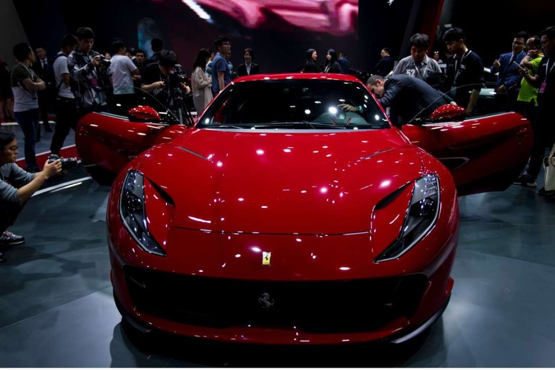 A Ferrari 488 GTB on show during the first day of the 17th Shanghai International Automobile Industry Exhibition. Photo: AFP