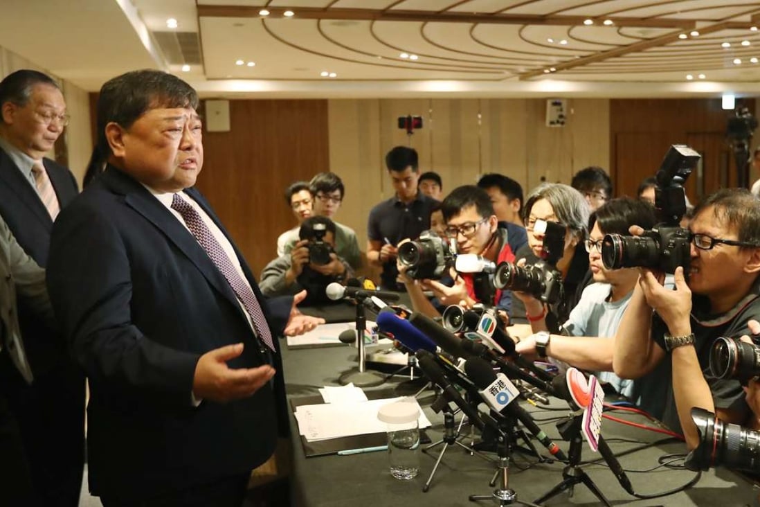 Forever Top chairman David Chiu at a media briefing on the rescue deal on Friday. Photo: Nora Tam