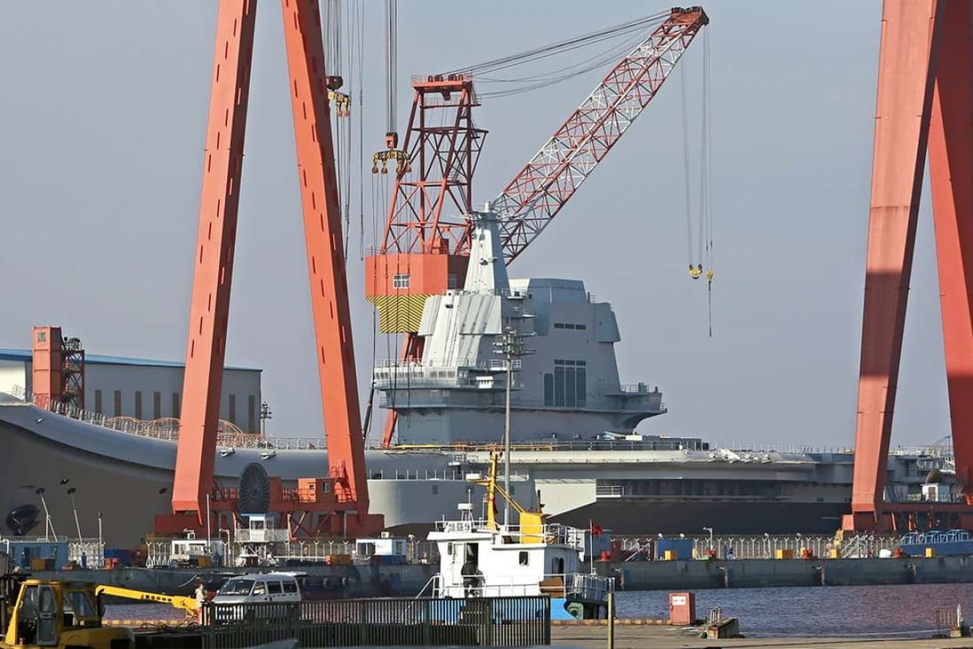 China's first-domestically built aircraft carrier under construction in Dalian. Photo: Handout