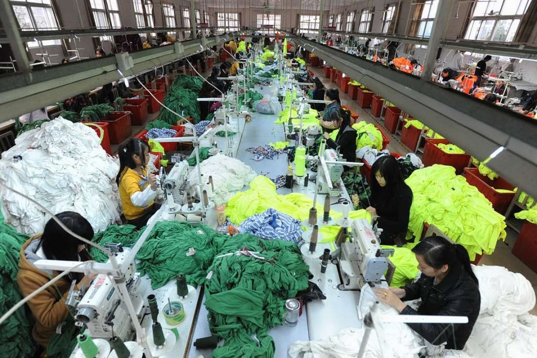 A Chinese and US-owned textile factory in Wuhu, Anhui province. Some manufacturers might be lured back to the United States by lower taxes. Photo: AFP