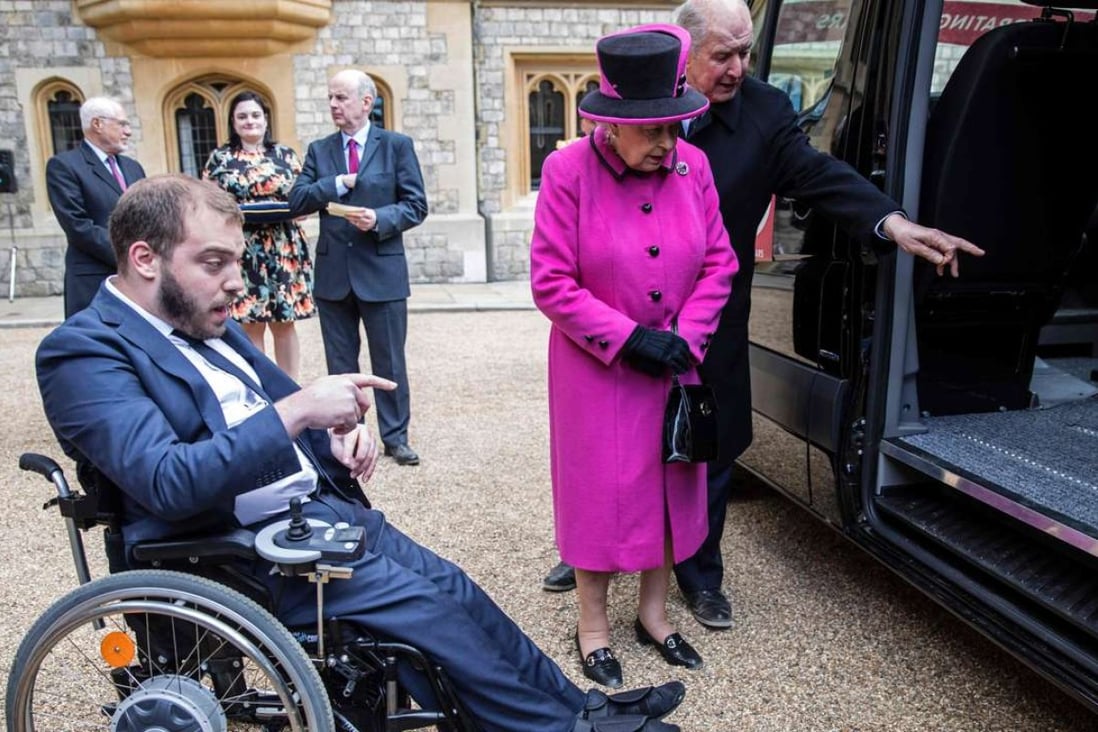 Queen Elizabeth hosts a ceremony to celebrate the 40th anniversary of British charity Motability, at Windsor Castle on April 25. Motability enables those with disabilities, their families and carers to lease a new car, scooter or powered wheelchair using their mobility allowance. Photo: AFP