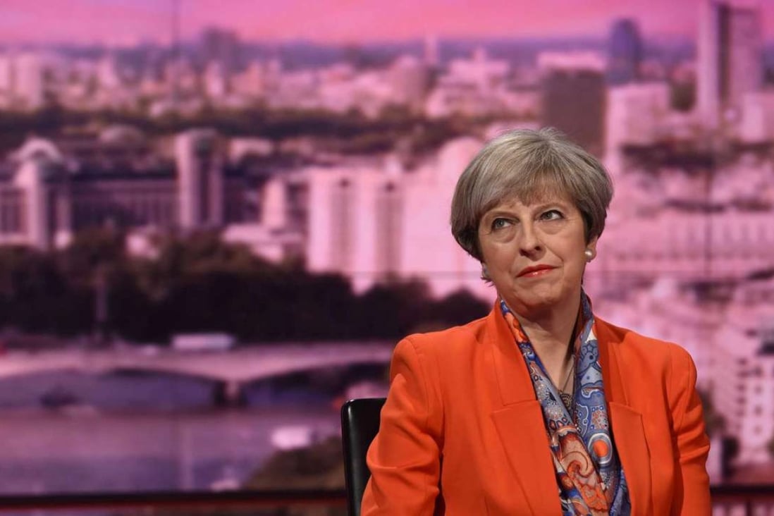 Britain's Prime Minister Theresa May attends the BBC's Andrew Marr Show in London, on Sunday. Photo: Reuters