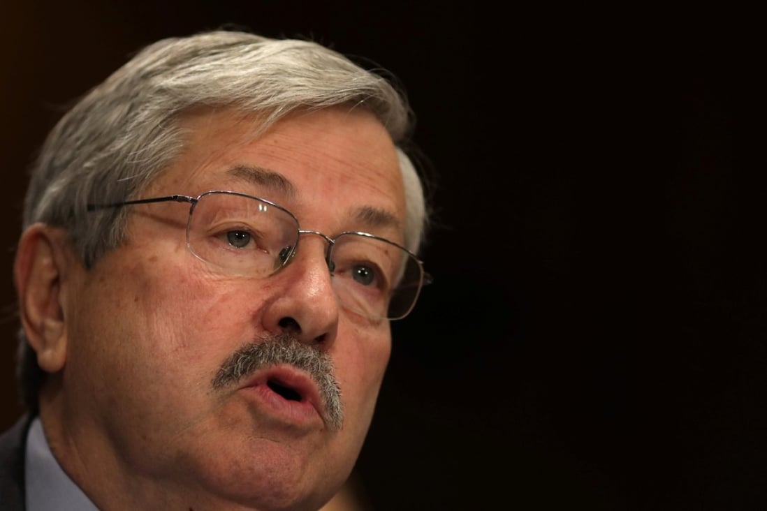 Iowa Governor Terry Branstad testifies before a Senate Foreign Relations Committee confirmation hearing on his nomination to be US ambassador to China where he pledged to raise difficult issues with Beijing. Photo: Reuters