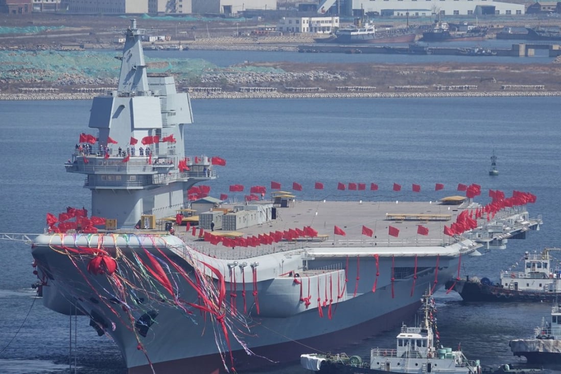 China’s first domestically produced aircraft carrier, for now known as the Type 001A, might be renamed the Shandong when it is commissioned in 2020. Photo. Reuters