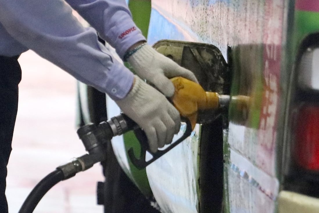 The report shows the average pump price in Hong Kong was about HK$15 per litre, higher than in Singapore, which charges below HK$12, and Japan, which charges below HK$9. Photo: Felix Wong