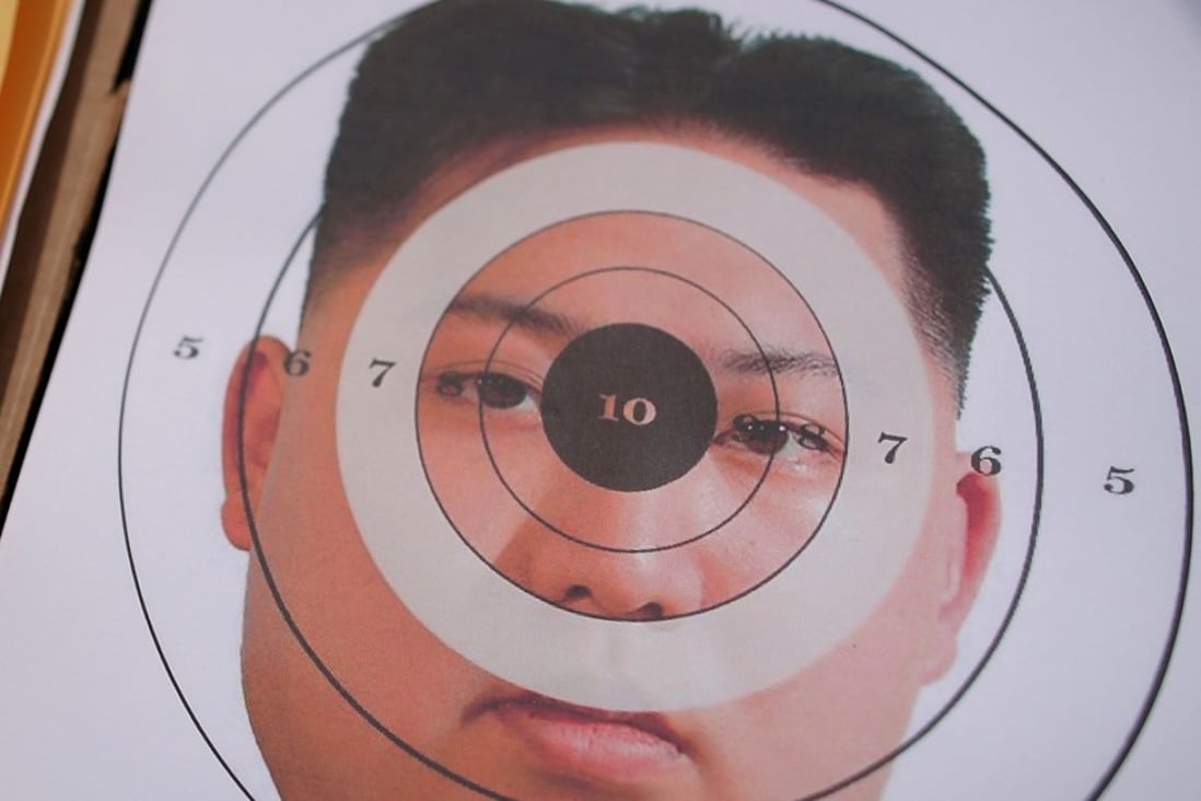 A shooting target with North Korean leader Kim Jong-un’s face on it on display at an event in Harrisburg, Pennsylvania. Photo: AFP
