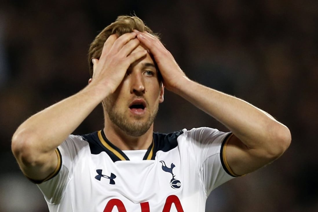 Tottenham Hotspur's English striker Harry Kane reacts after missing a chance. Photo: AFP