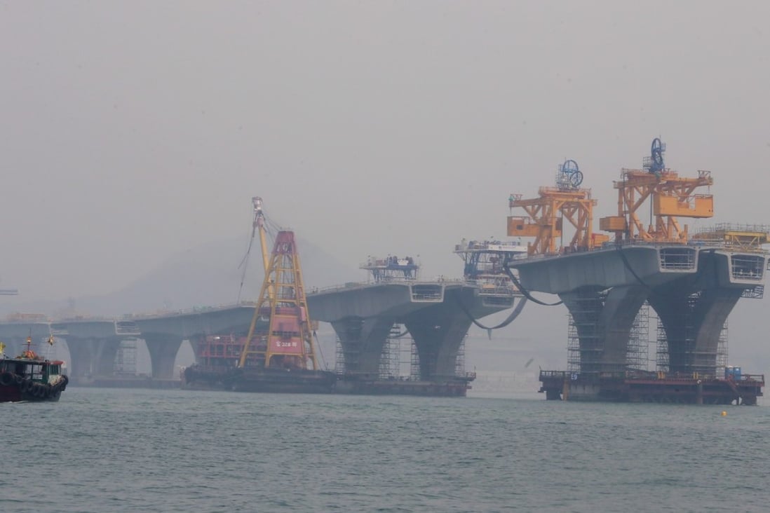 Part of the Hong Kong-Zhuhai-Macau bridge under construction. Photo: David Wong