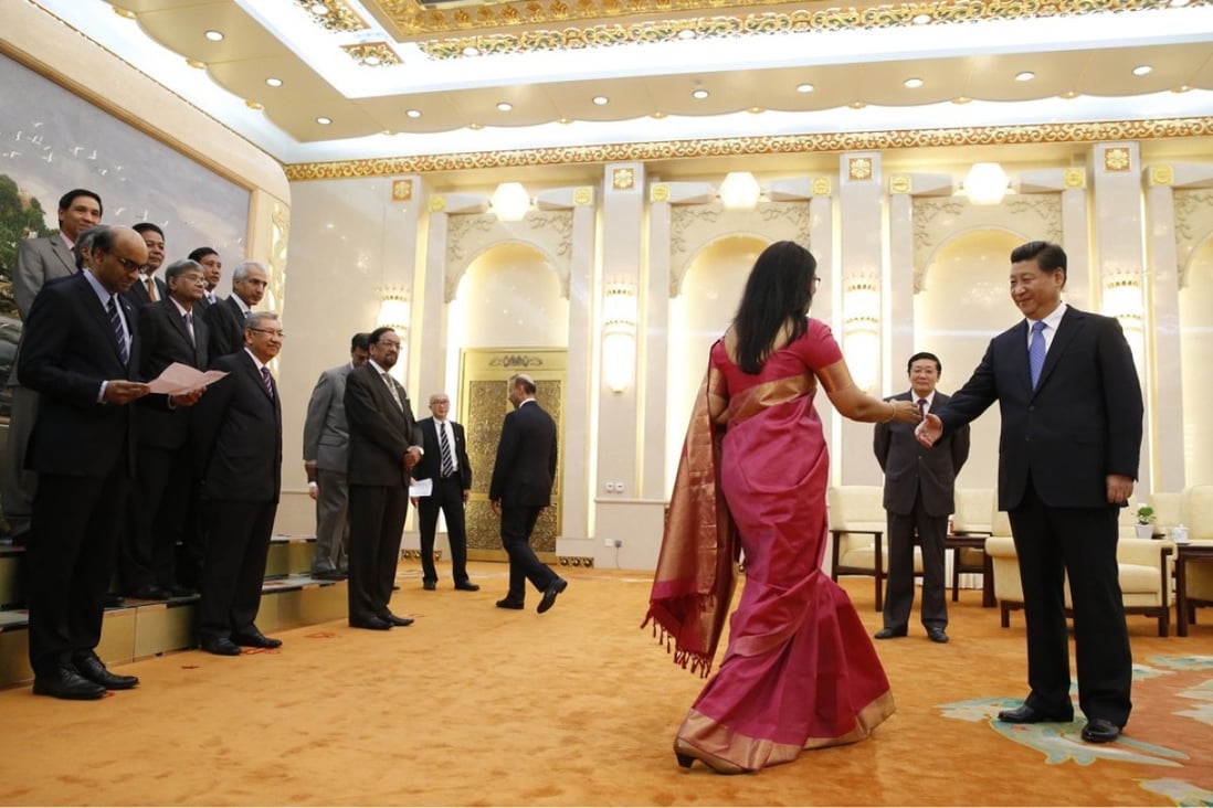 President Xi Jinping (right) meets guests of the Asian Infrastructure Investment Bank at the Great Hall of the People in Beijing in October 2014. Photo: AFP