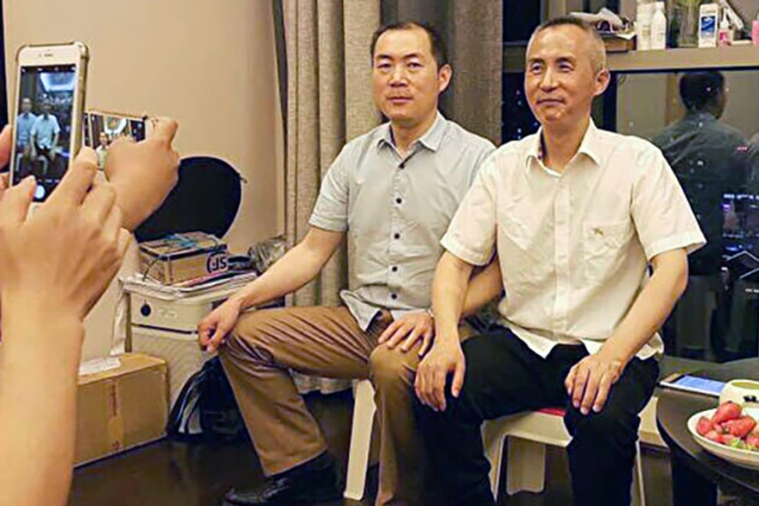 Human rights lawyer Li Heping(right) pictured after his release. Photo: Handout