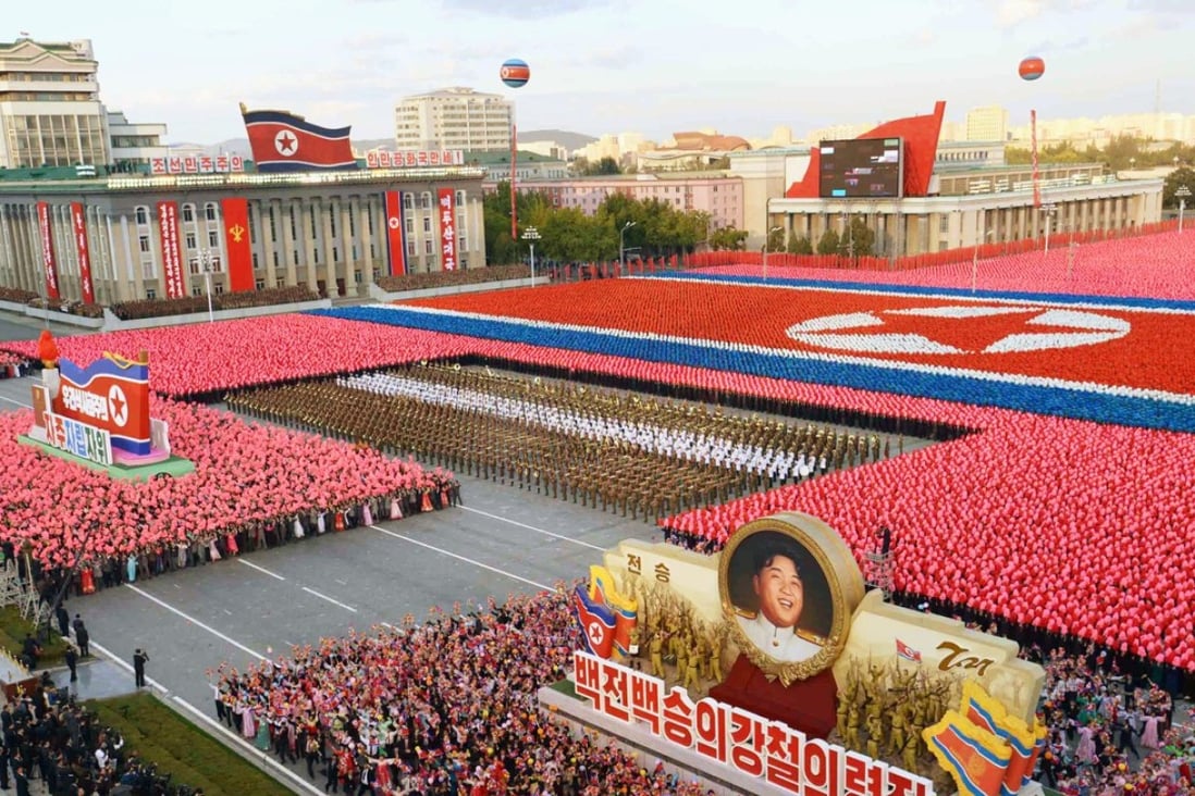 North Korean citizens march following a 2015 military parade in Kim Il Sung Square, Pyongyang. Photo: Kyodo