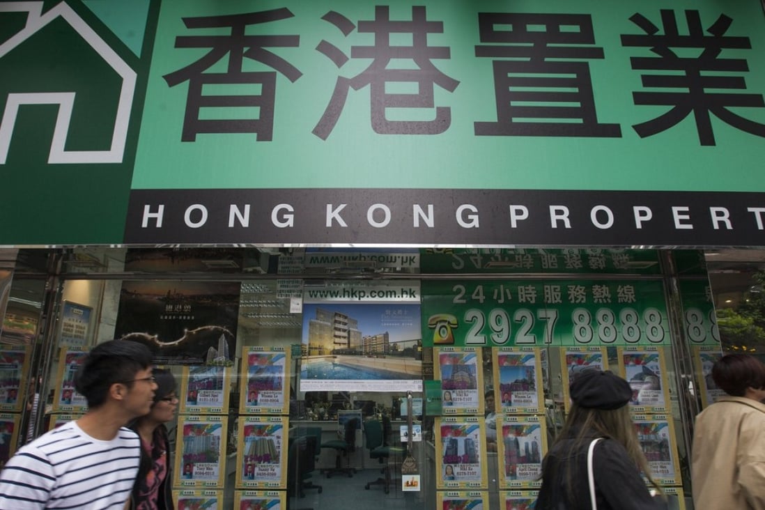 A real estate agent on Austin Road in Tsim Sha Tsui, Kowloon. Richard Wong says that limiting speculation without harming the market adjustment process is a tricky process, adding that common measures such as transaction levies, capital gains taxes, and regulating loan-to-value ratios may help to eliminate short-term speculators, are not neutral in the long run. Photo: EPA