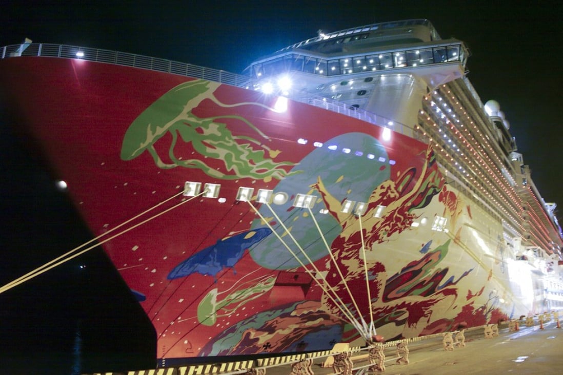 The Genting Dream moored in the port at Naha, Okinawa. Picture: Stuart Heaver