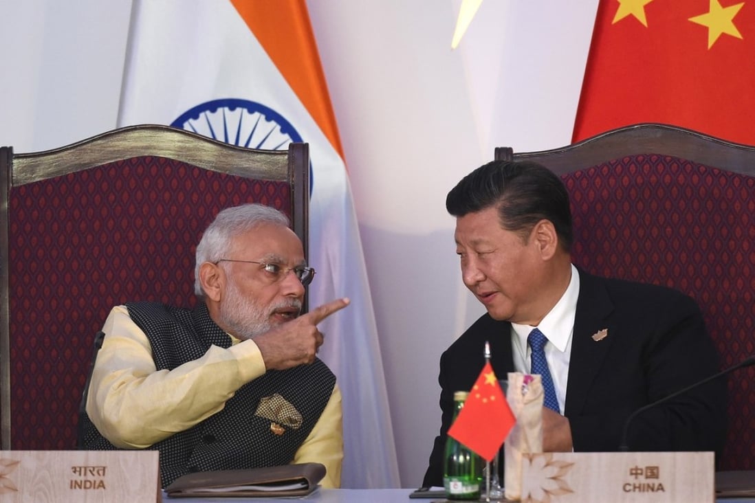 Indian Prime Minister Narendra Modi and President Xi Jinping at the BRICS leaders’ meeting with the bloc’s business council, in the Indian state of Goa, last October. Photo: AFP