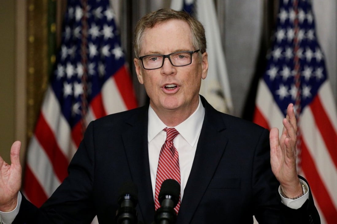 Robert Lighthizer speaks after he was sworn as US Trade Representative during a ceremony at the White House. He has officially informed the US Congress that the North American Free Trade Agreement will be renegotiated. Photo: Reuters