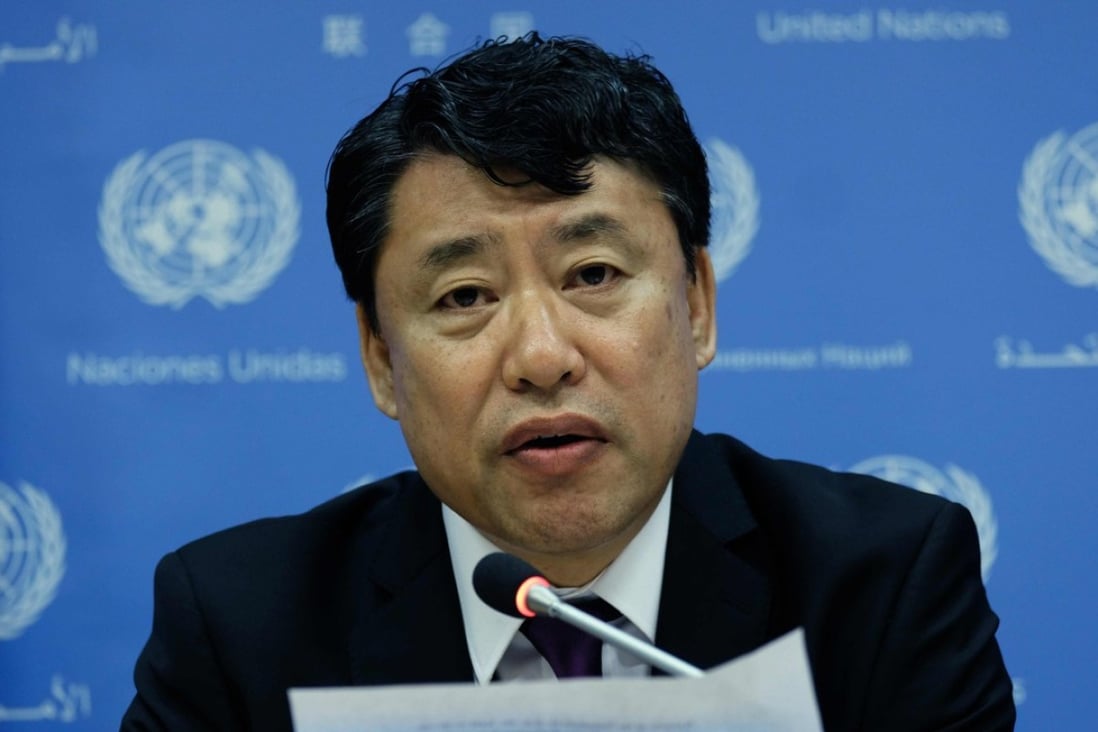 North Korea's deputy ambassador to the United Nations Kim In-ryong answers a question during a press conference at the UN headquarters in New York. Photo: AFP