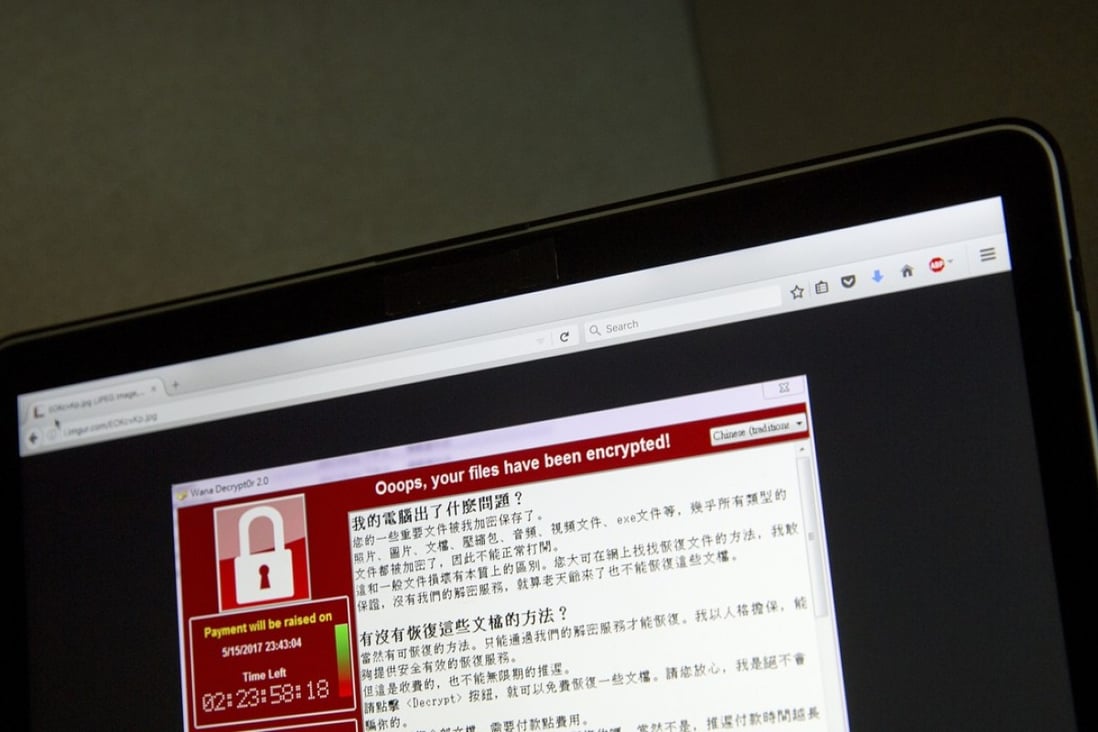 A warning screen from a purported ransomware attack photographed by a computer user in Taiwan on May 14. Photo: AP