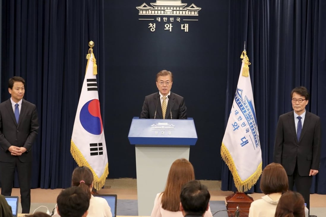 South Korean President Moon Jae-in announces his appointments. Photo: EPA