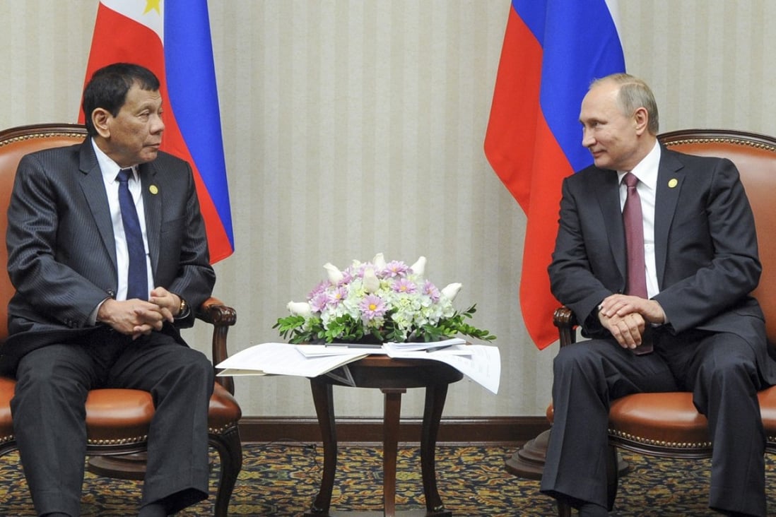 Philippine President Rodrigo Duterte meets Russian President Vladimir Putin in 2016. File photo: AP