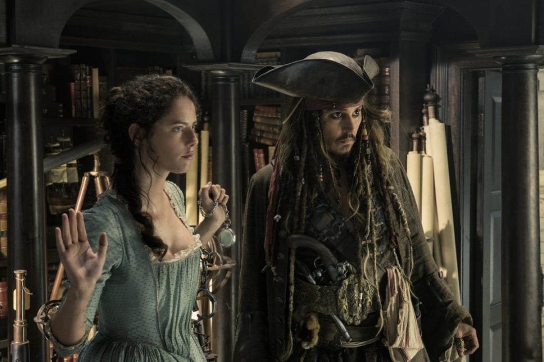 Kaya Scodelario as Carina Smyth and Johnny Depp as Captain Jack Sparrow in Pirates of the Caribbean: Dead Men Tell No Tales (category IIA), directed by Espen Sandberg and Joachim Rønning, and also starring Geoffrey Rush and Javier Bardem.