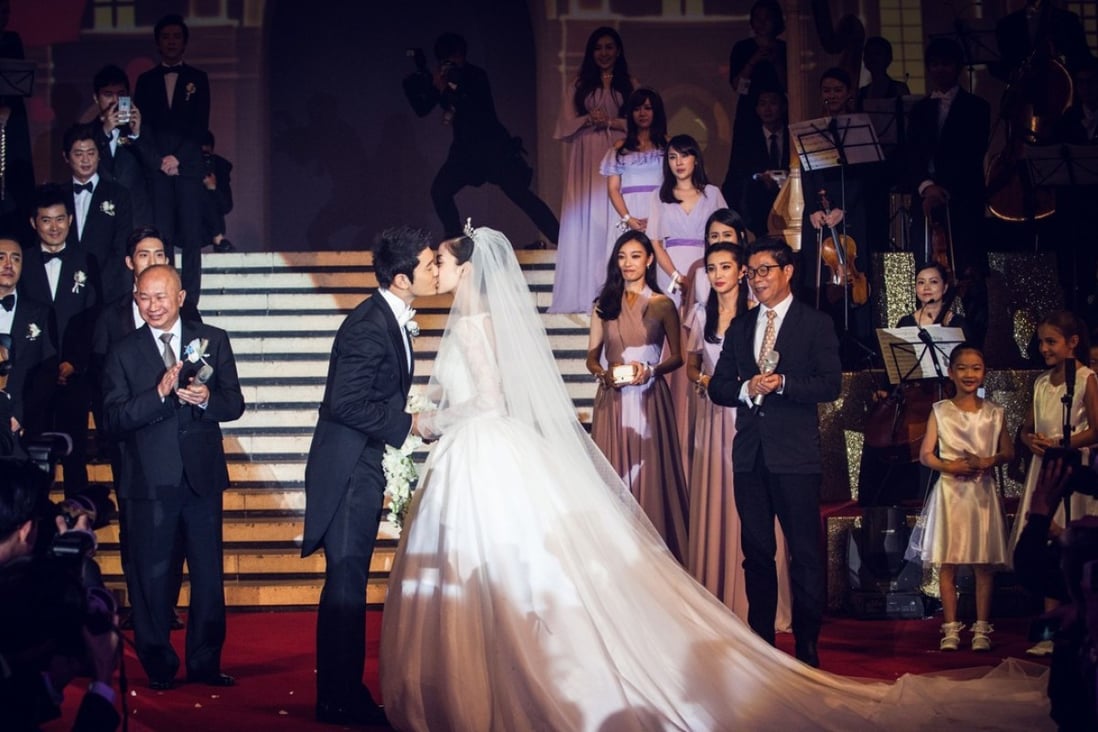 Actor Huang Xiaoming and actress Angelababy spent HK$260 million on their wedding in Shanghai in 2015. Photo: Xinhua
