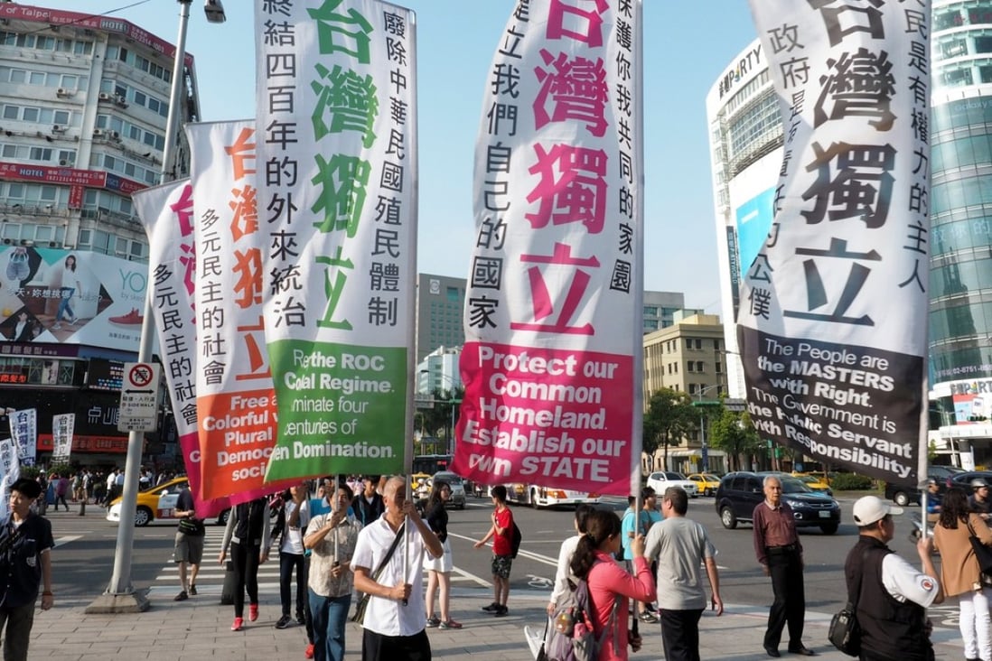 A rally demanding independence for Taiwan in Taipei on May 7. Beijing’s relations are frosty with the independence-leaning ruling party across the strait. Photo: EPA