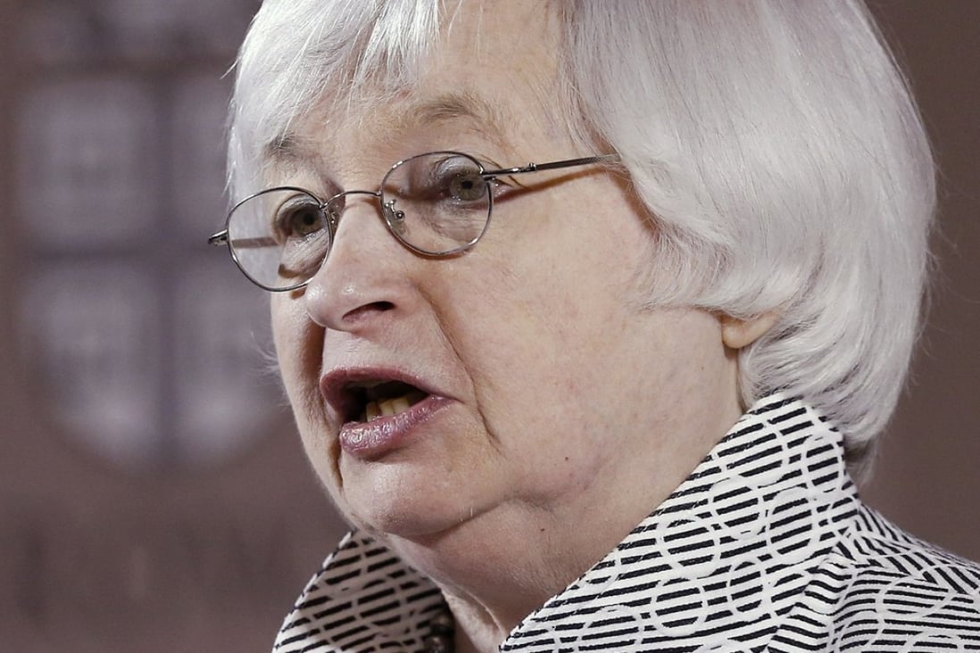 Federal Reserve Chair Janet Yellen speaks during a conference at Brown University. The Fed’s policy minutes showed they favour more tightening in monetary policy and a gradual reduction of their balance sheet. Photo: AP