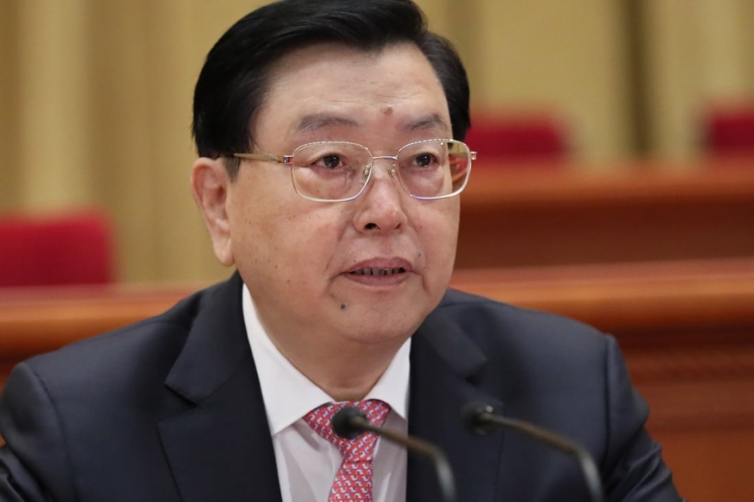 Zhang Dejiang called on the Hong Kong government to ‘steadfastly implement the constitutional obligation of national security’. Photo: Xinhua