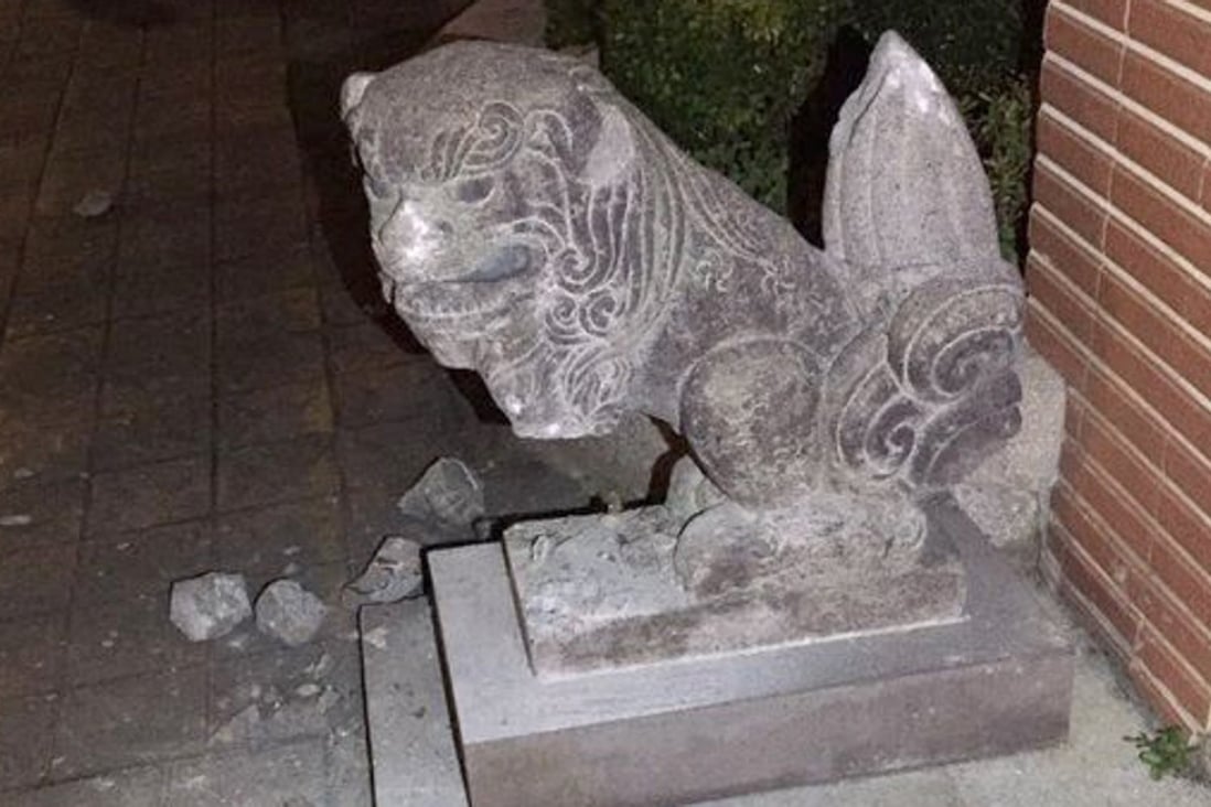 One of the statues damaged in the attack. Photo: Handout