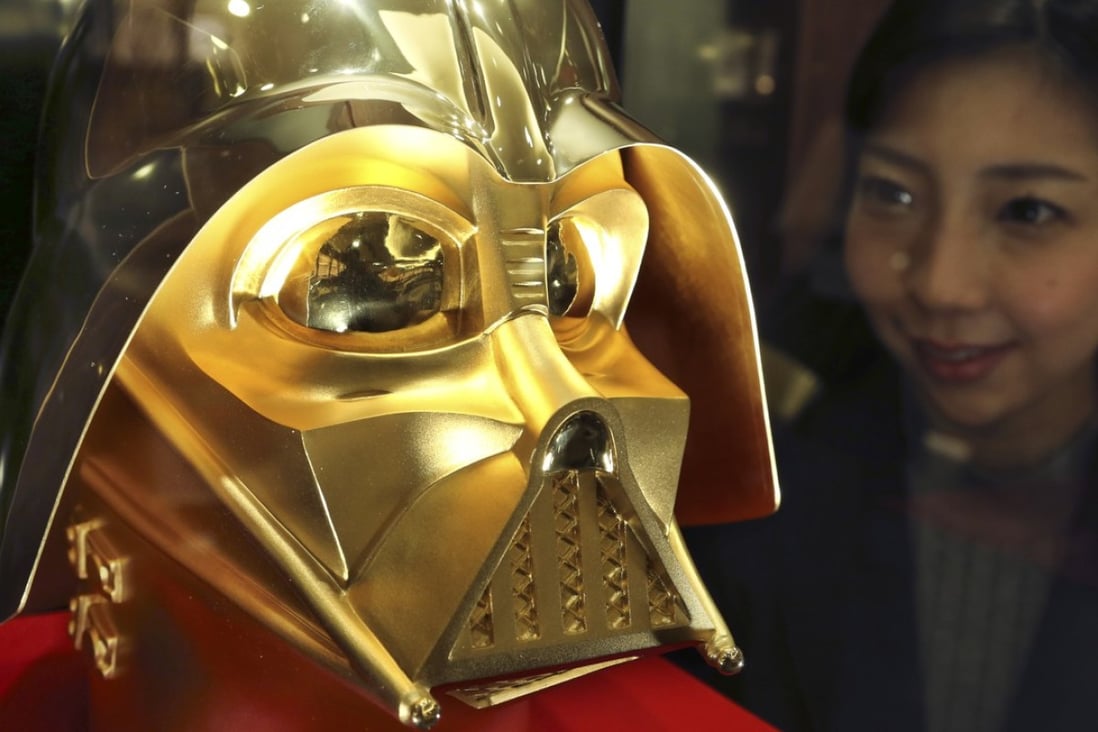 Tokyo jeweller Ginza Tanaka currently has a 24-karat Darth Vader gold mask for sale – yours for 154 million yen (US$1.38 million). It mark the 40th anniversary of the release of the first Star Wars film. Photo: AP