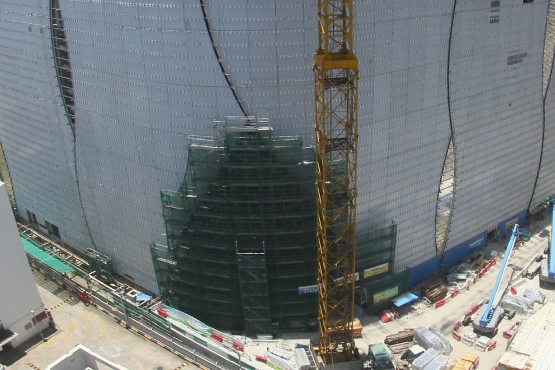 The facade of the Xiqu Centre under construction. Photo: West Kowloon Cultural District Authority