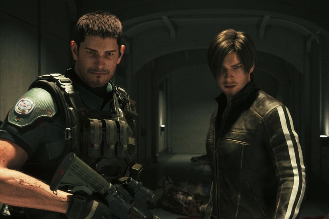 The characters Chris Redfield (left) and Leon Kennedy in the animated film Resident Evil: Vendetta (category IIB), directed by Takanori Tsujimoto and featuring voices by Kevin Dorman and Matthew Mercer.