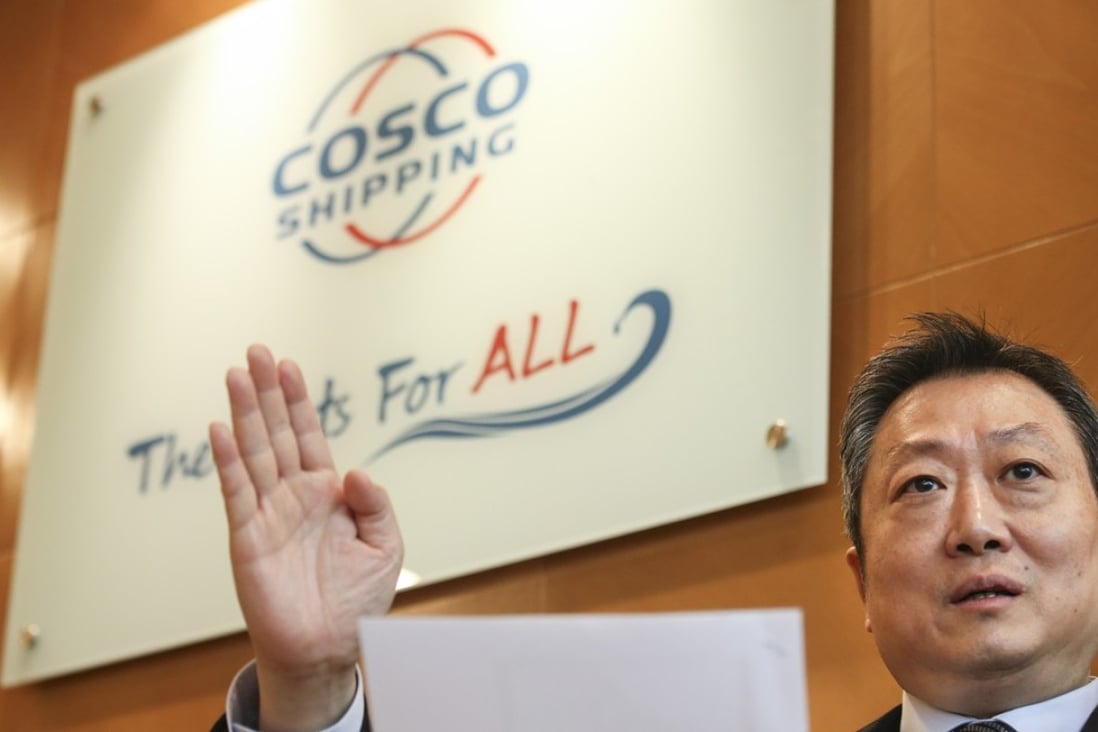 Kelvin Wong Tin-yau, executive director of Cosco Shipping, at the Cosco Tower in Sheung Wan last month. Photo: David Wong