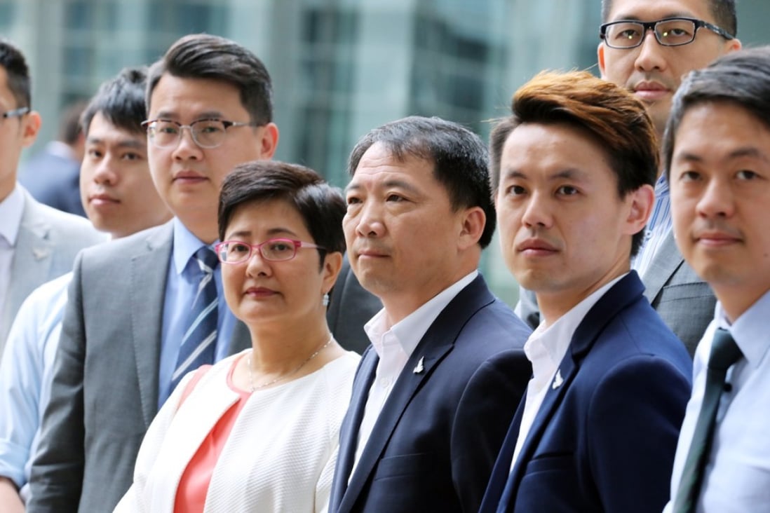 Democratic Party chairman Wu Chi-wai (front row, third from right) and other members pose for a photo before meeting chief executive-elect Carrie Lam Cheng Yuet-ngor in May. Photo: Felix Wong