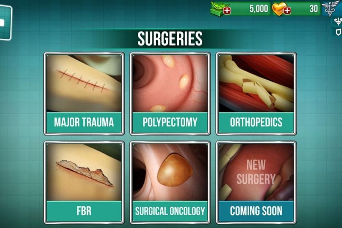 Some of the surgery options in the game Operate Now: Hospital.