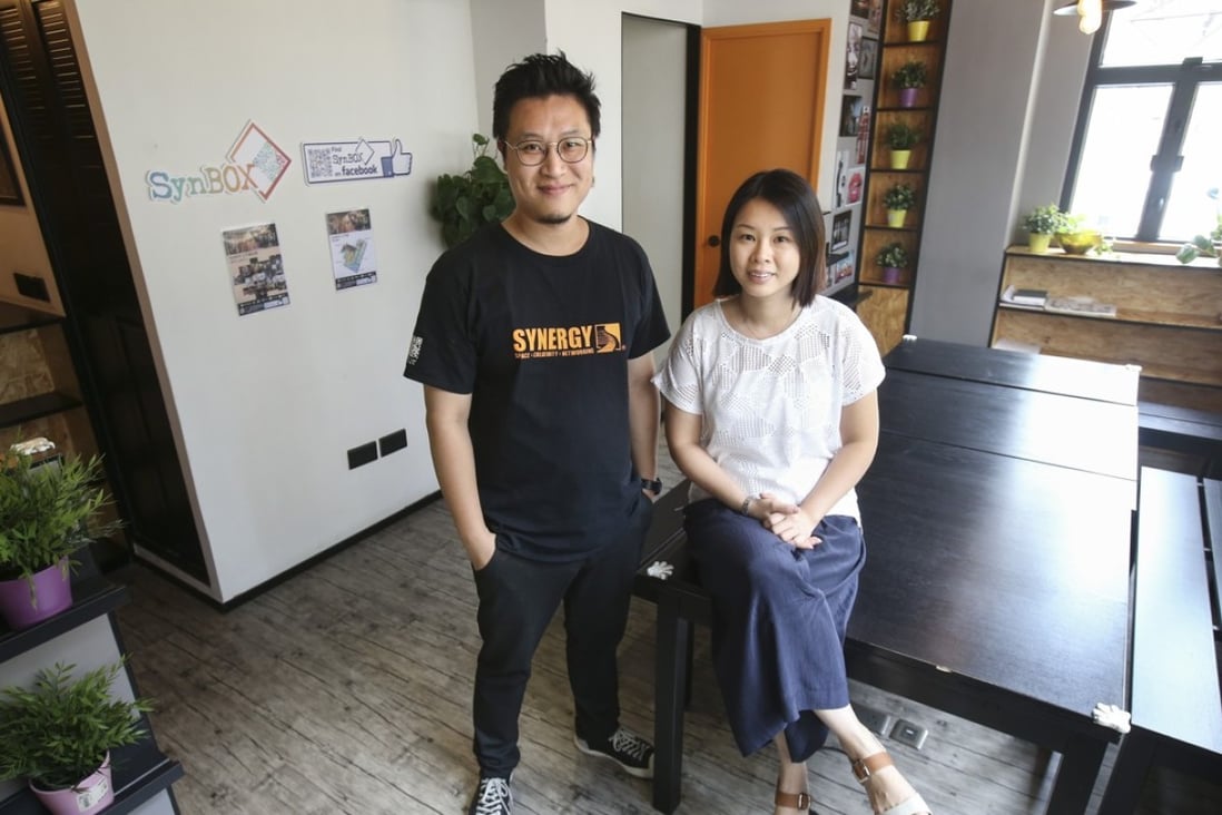 Synergy Biz founders Keith Wong and Addie Cheng have converted a few old tenement buildings into two co-living space projects that offer young people spaces at affordable rents. Photo: David Wong