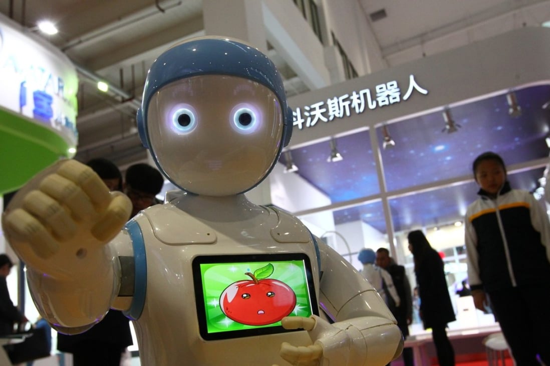 A robot performs at a conference in Beijing. Photo: Simon Song